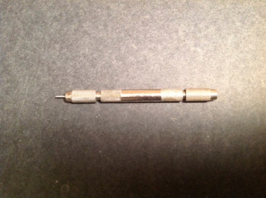 Figure 3: 9.5mm/0.375” x 1mm/0.0395” rod held in pin vise