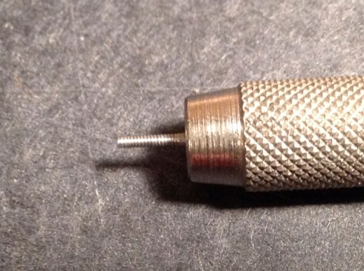 Figure 6: Finished threaded rod held in a pin vise