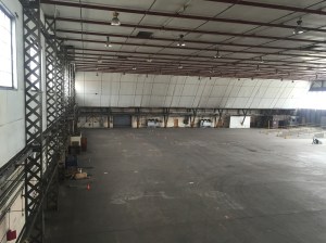 View along the windows from lift